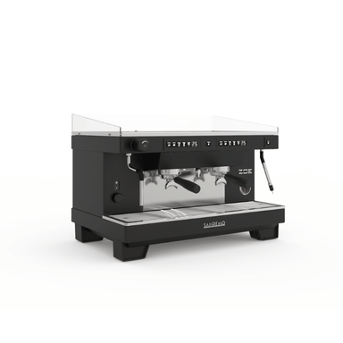 Sanremo ZOE 2 group traditional espresso machine in black angled view