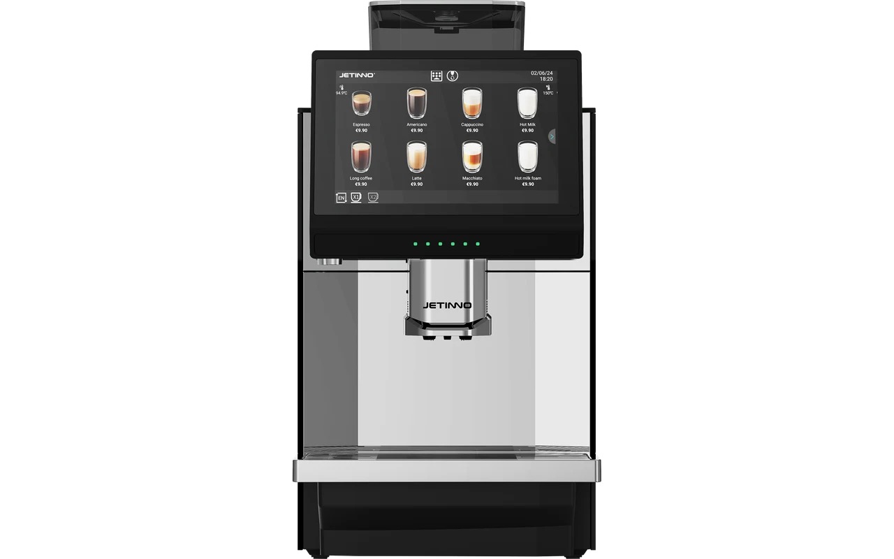 The touchscreen menu on a commercial bean to cup coffee machine