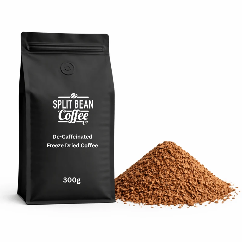 Split Bean Coffee 300g bag of decaffeinated 100% Colombian Arabica freeze dried coffee